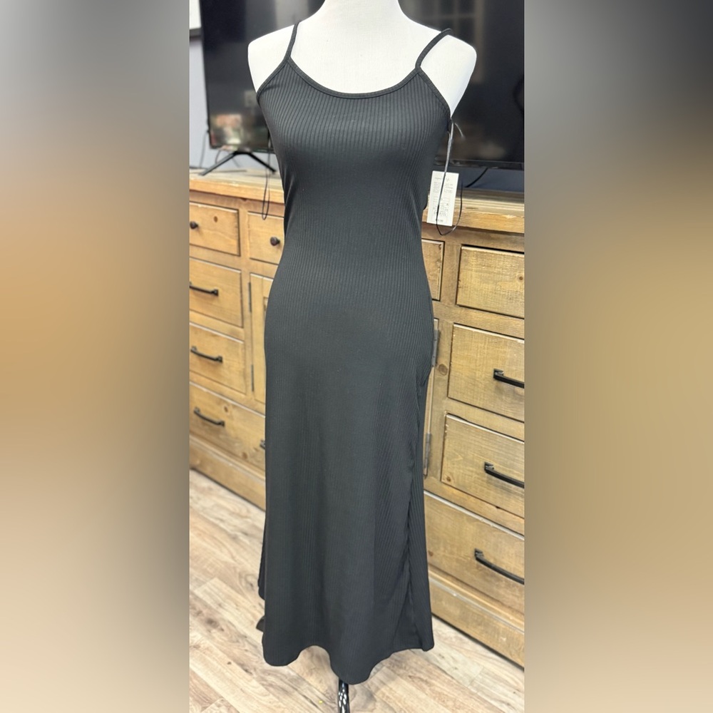 NWT A‎ New Day Dress Size Small MSRP $28 Long Ribbed Black Dress. Maxi
